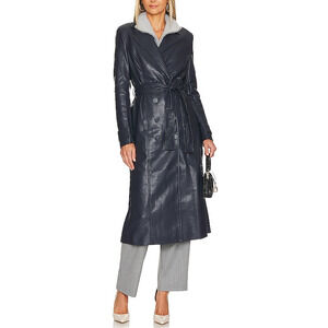 Bardot Trench Blue Polyurethane Coat Size S
